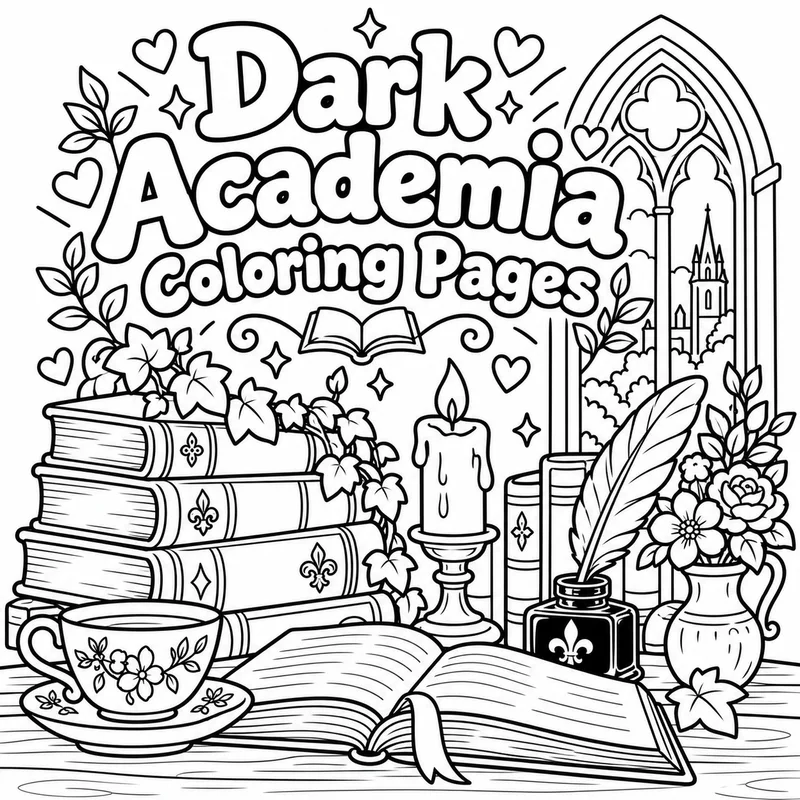 Free Dark Academia Coloring Pages collection