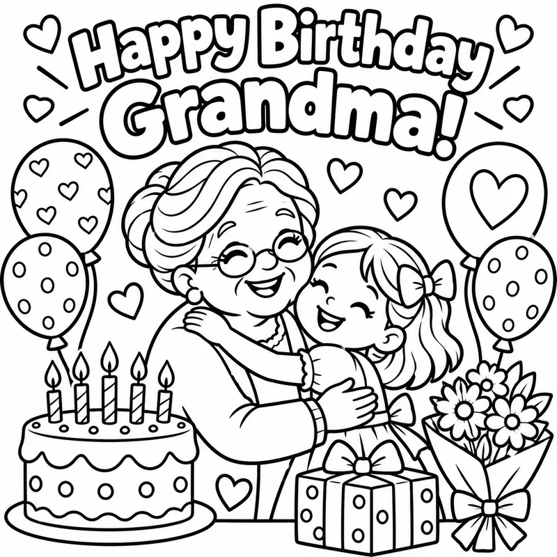 Happy Birthday Grandma Coloring Pages collection
