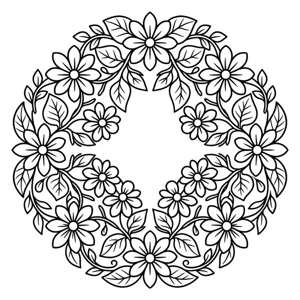 Elegant Floral Mandala Wreath Coloring Page coloring page