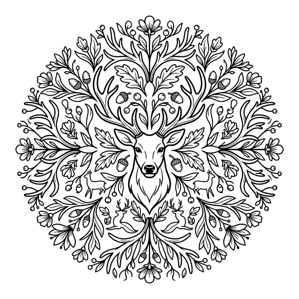 Enchanted Forest Deer Mandala Coloring Page coloring page
