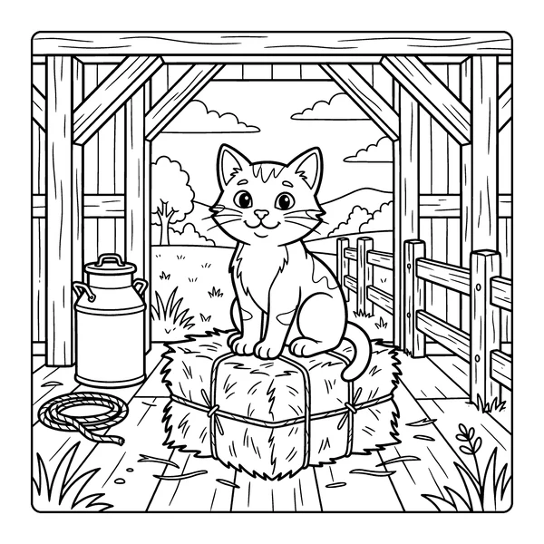 Farm Cat Coloring Page coloring page