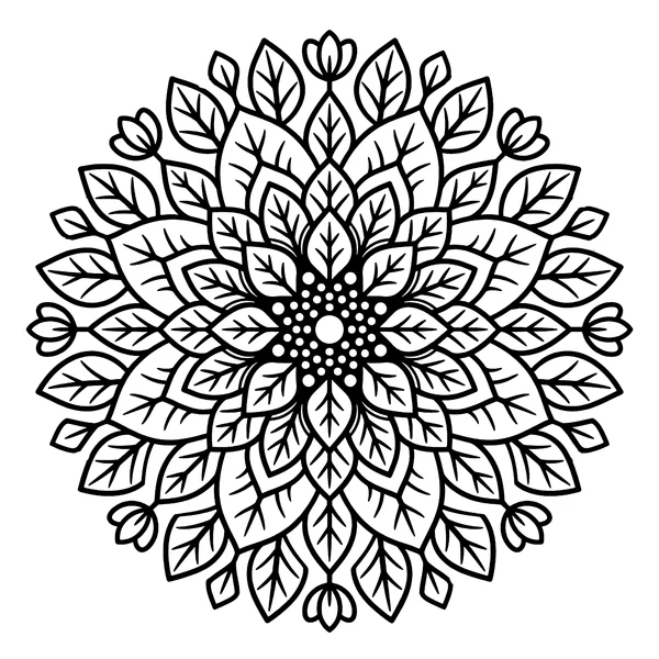 Intricate Floral Leaf Mandala Coloring Page coloring page