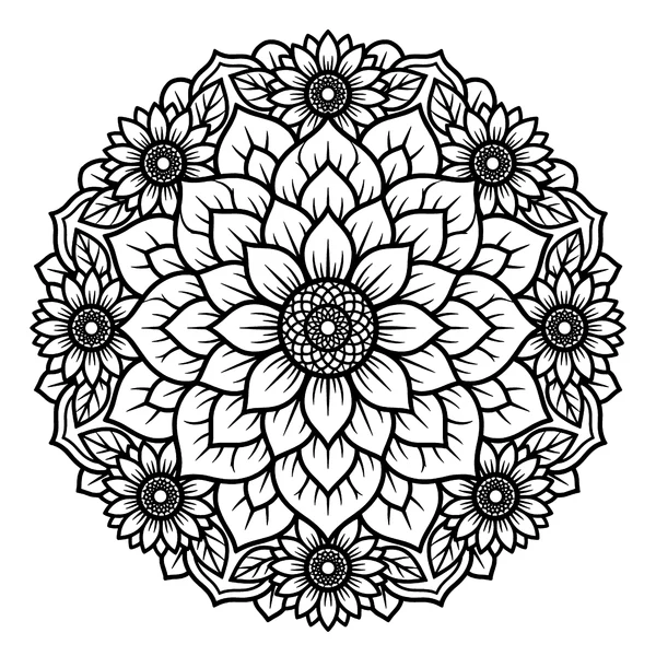 Intricate Sunflower Mandala Coloring Page coloring page