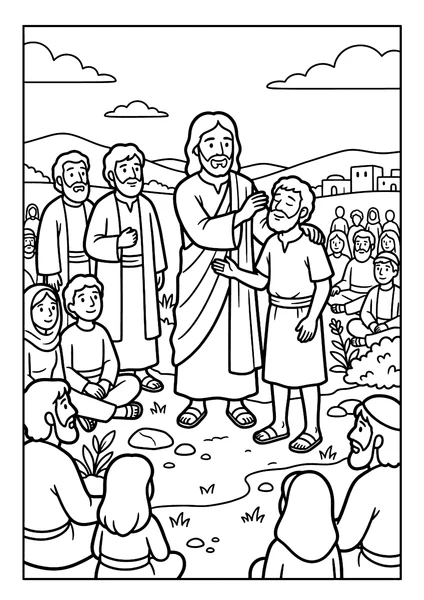 Jesus Heals the Blind Man Coloring Page coloring page