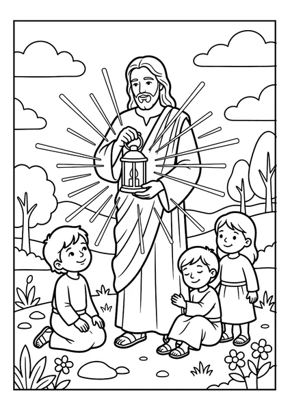 Jesus Is the Light of the World Coloring Page coloring page