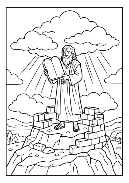 Moses and 10 Commandments Coloring Page coloring page