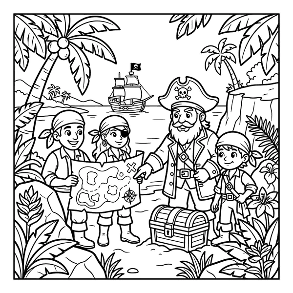 Pirate Treasure Hunt Coloring Page coloring page