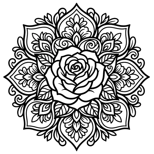 Rose Flower Mandala Coloring Page coloring page